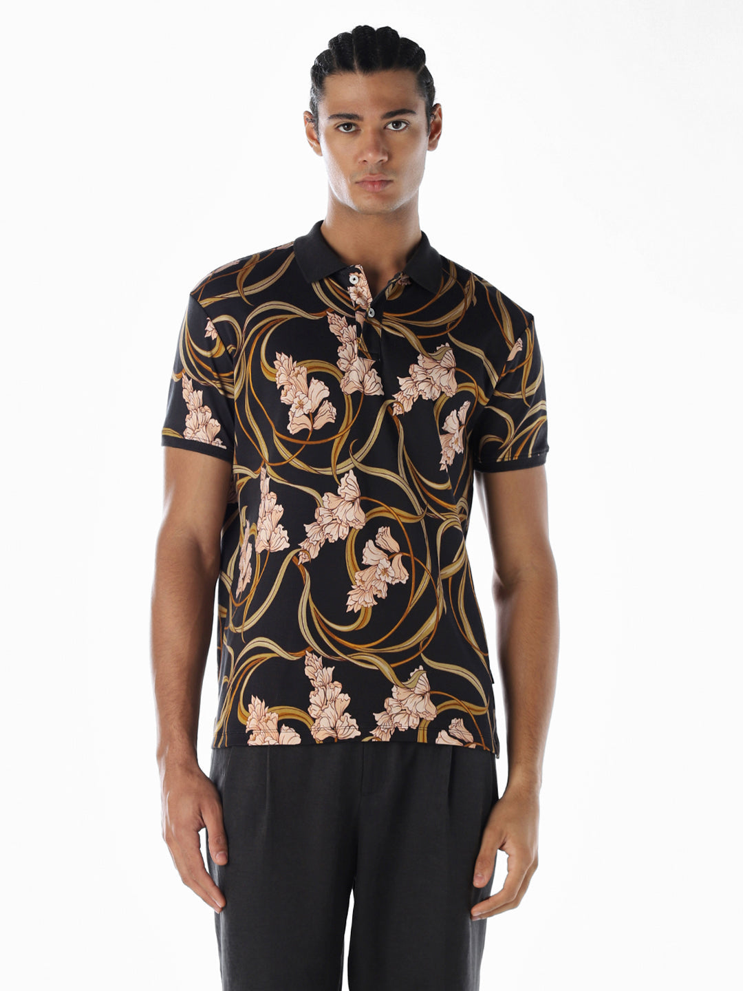 Floral Print Cotton Polo