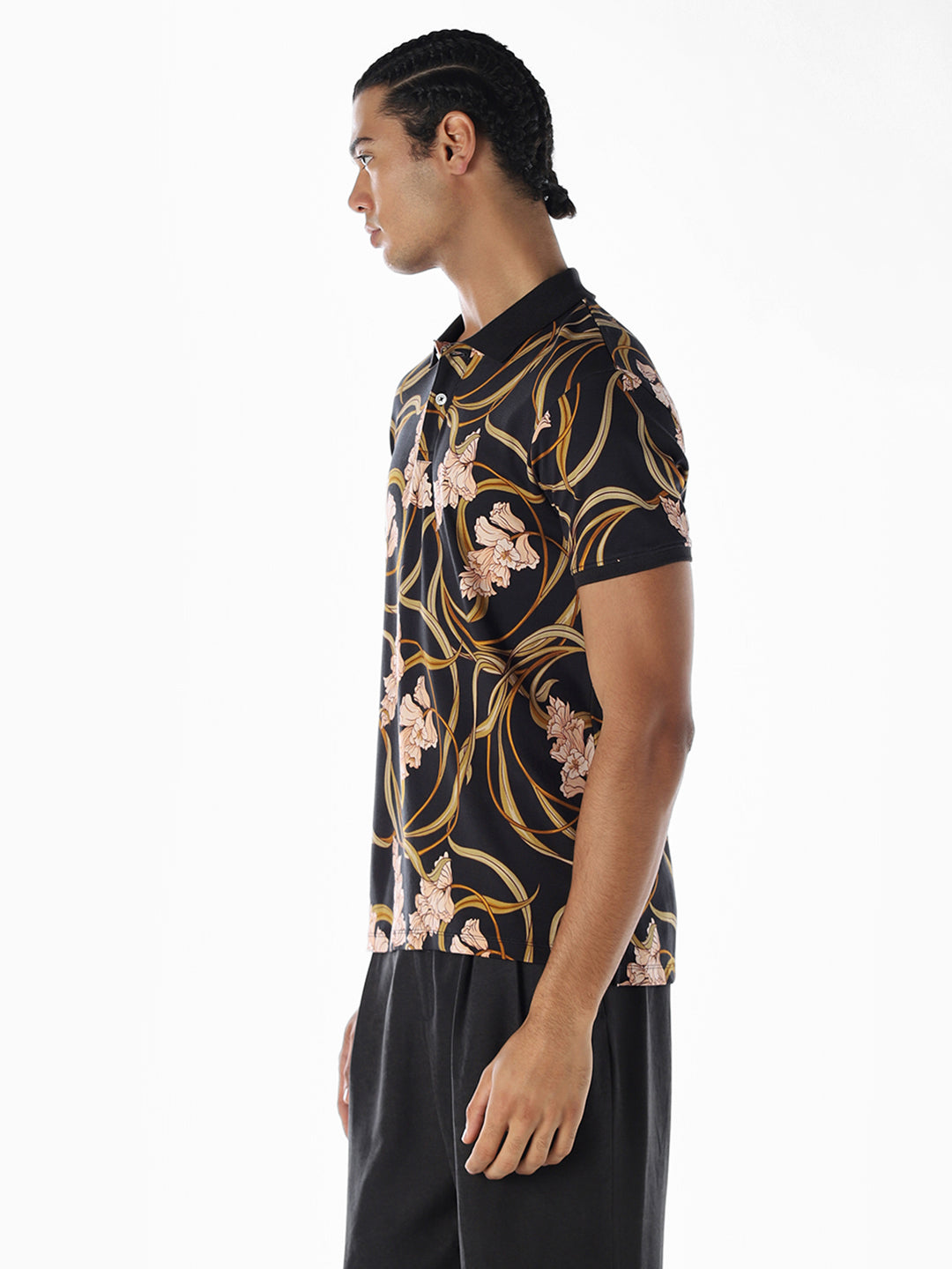 Floral Print Cotton Polo