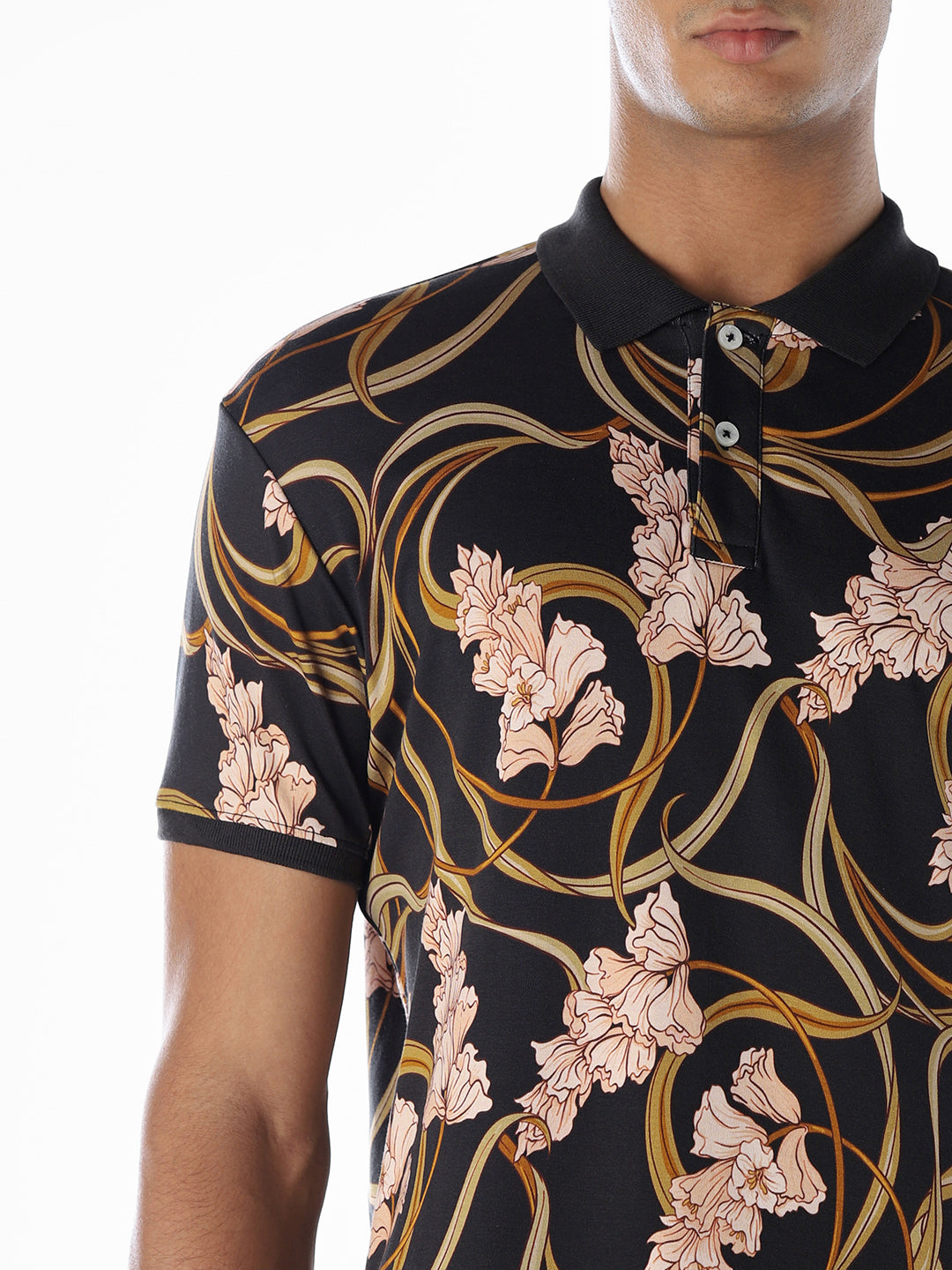 Floral Print Cotton Polo