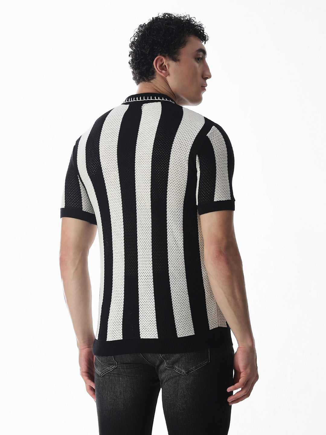 Jacquard Striped Knitted Polo