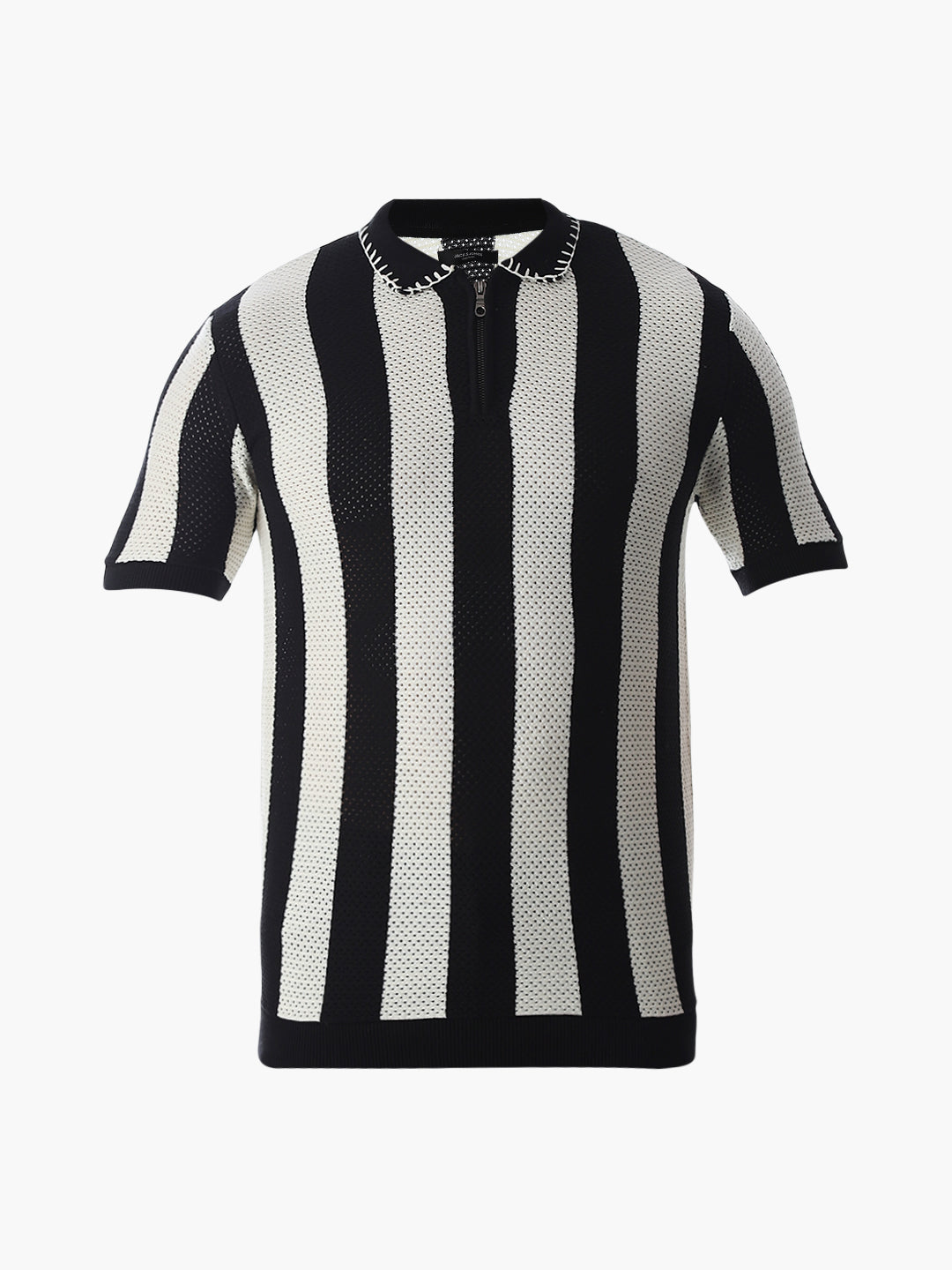 Jacquard Striped Knitted Polo
