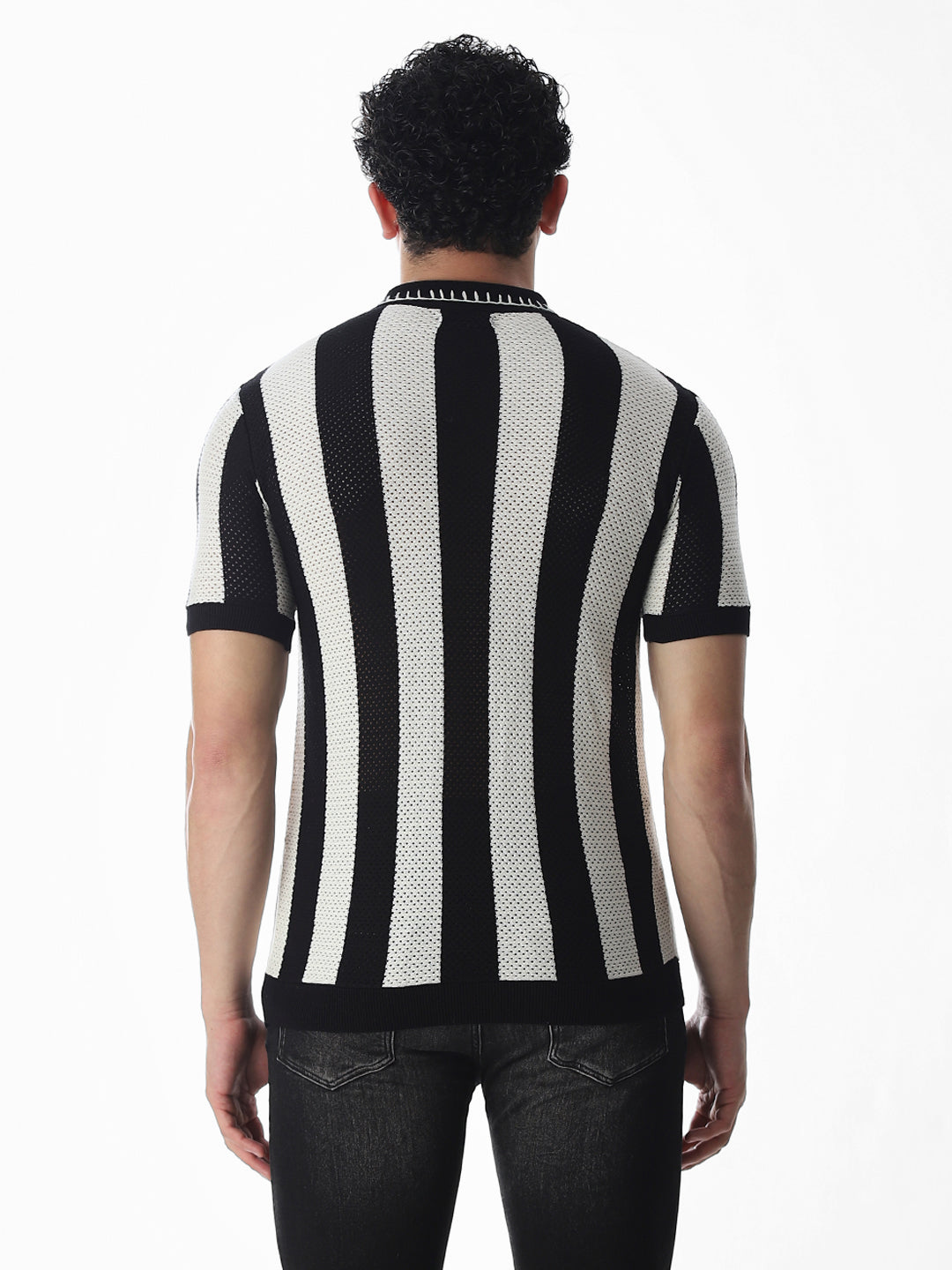 Jacquard Striped Knitted Polo