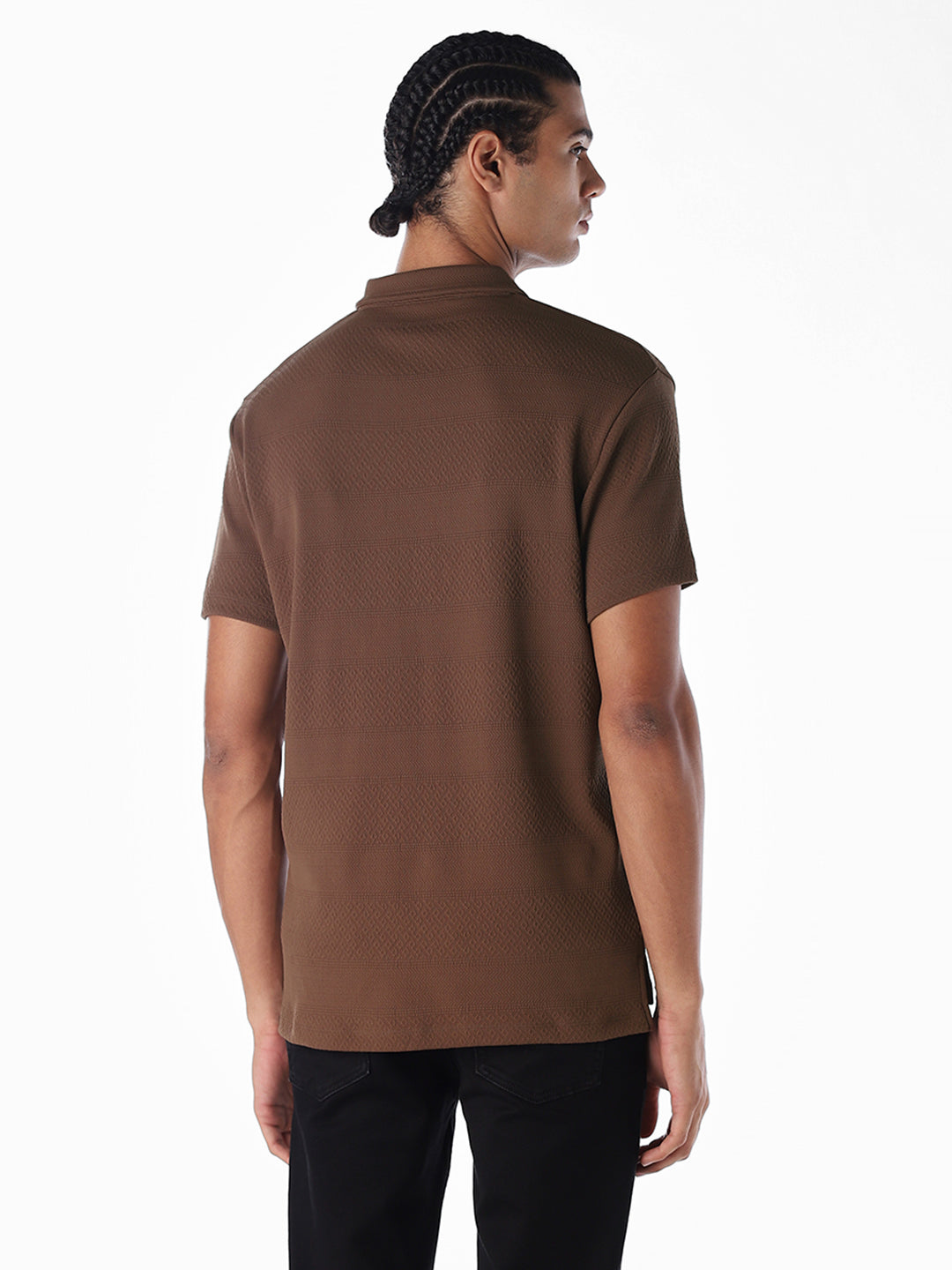 Jacquard Zip-Up Polo