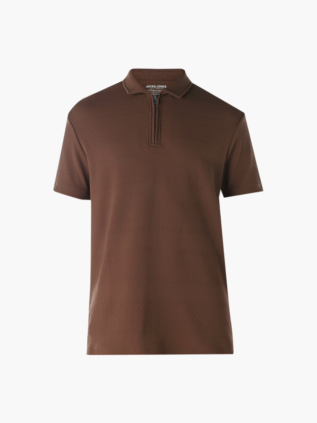 Jacquard Zip-Up Polo