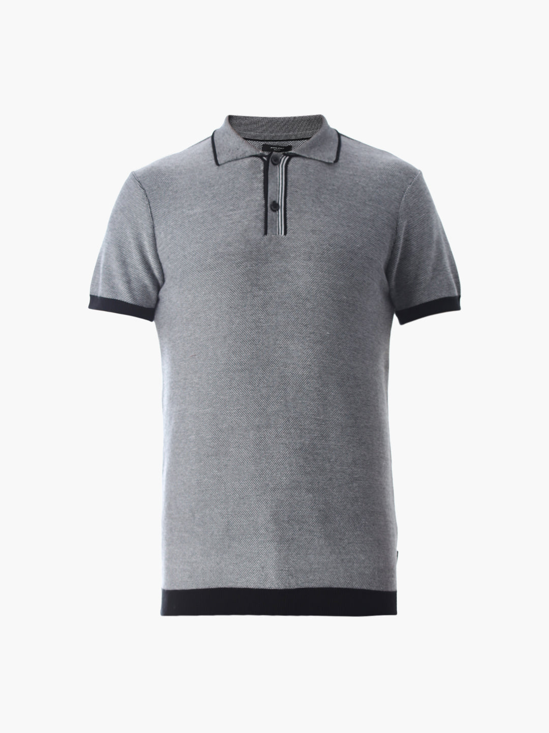 Grey Jacquard Knitted Polo