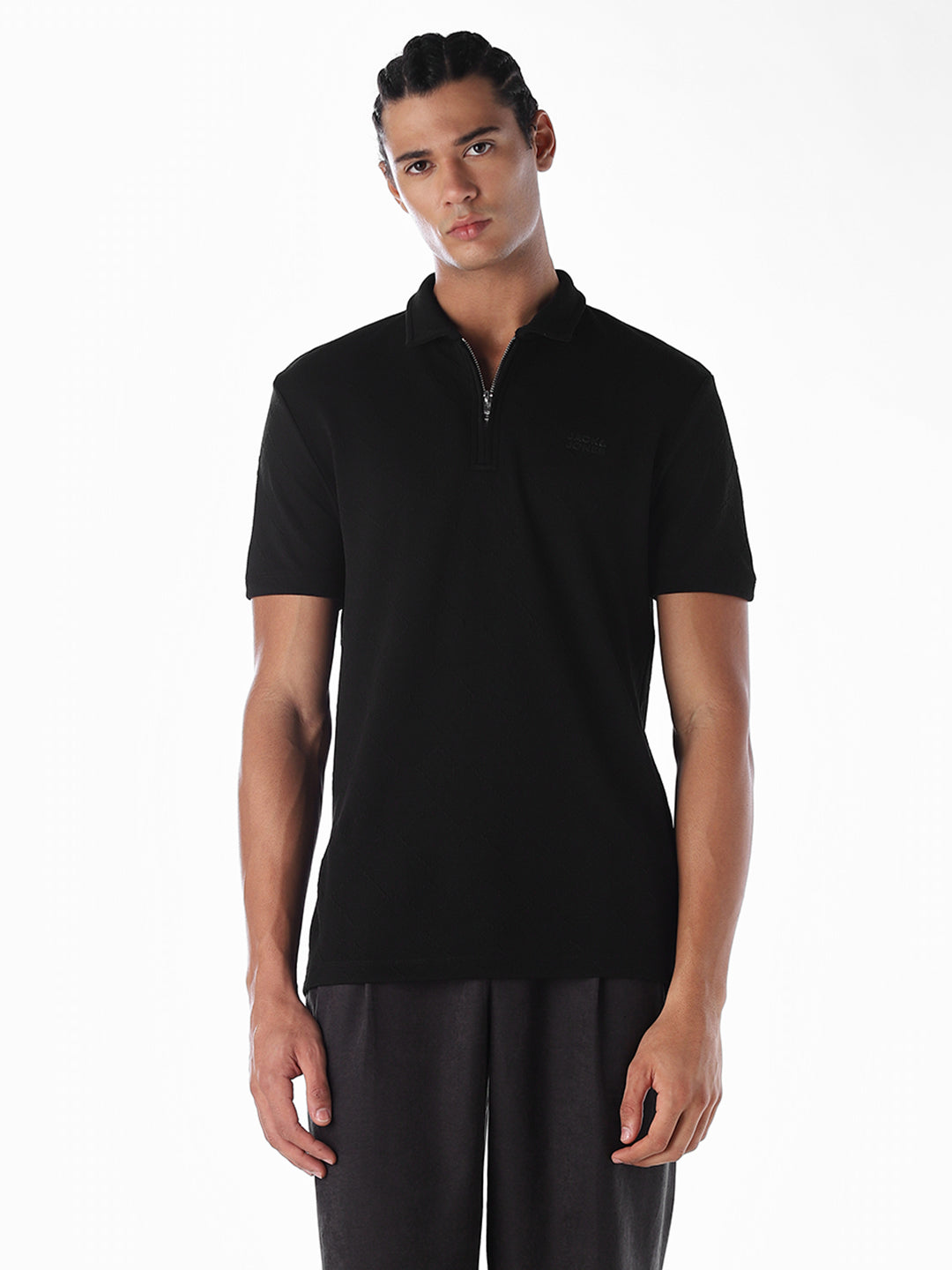 Black Zip-Up Polo