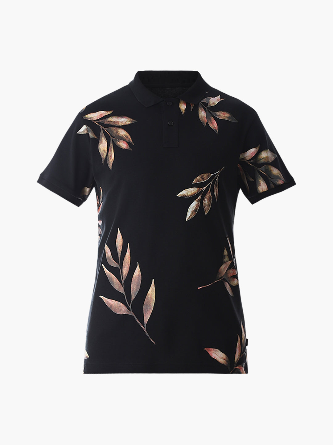Black Printed Cotton Polo