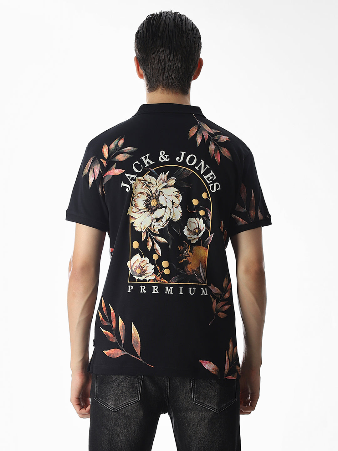 Black Printed Cotton Polo