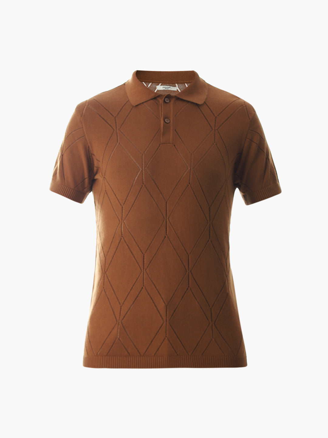 Brown Knitted Jacquard Polo