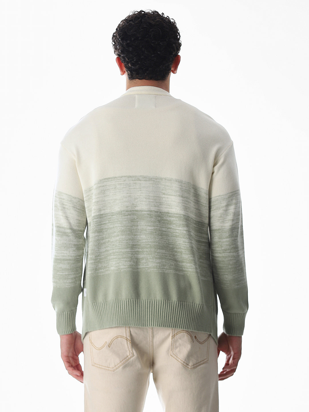 Green Printed Front Open Cardigan