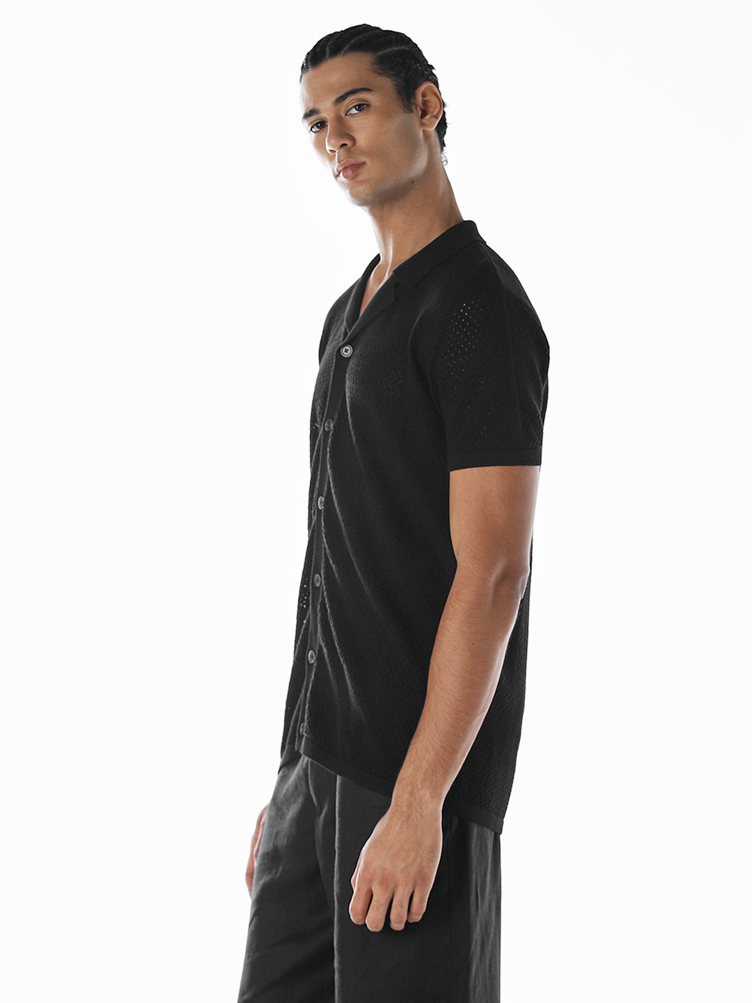 Jacquard Knitted Cotton Shirt