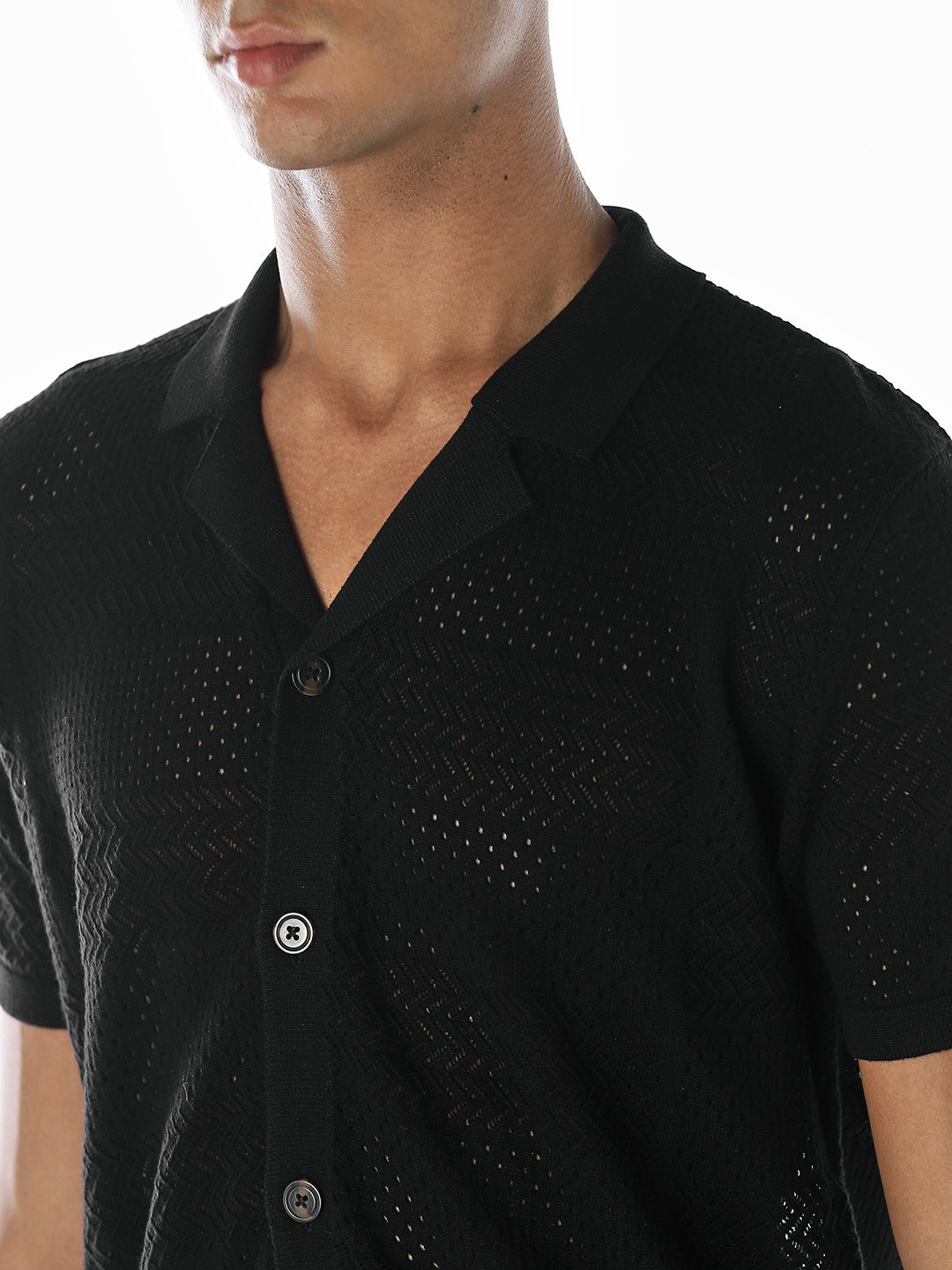 Jacquard Knitted Cotton Shirt