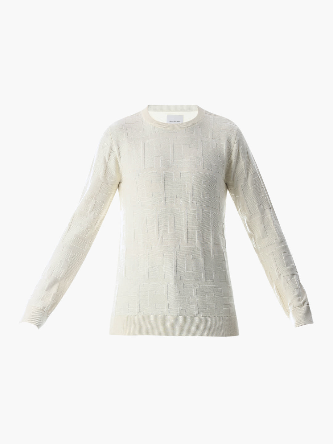 White Jacquard Cotton Pullover