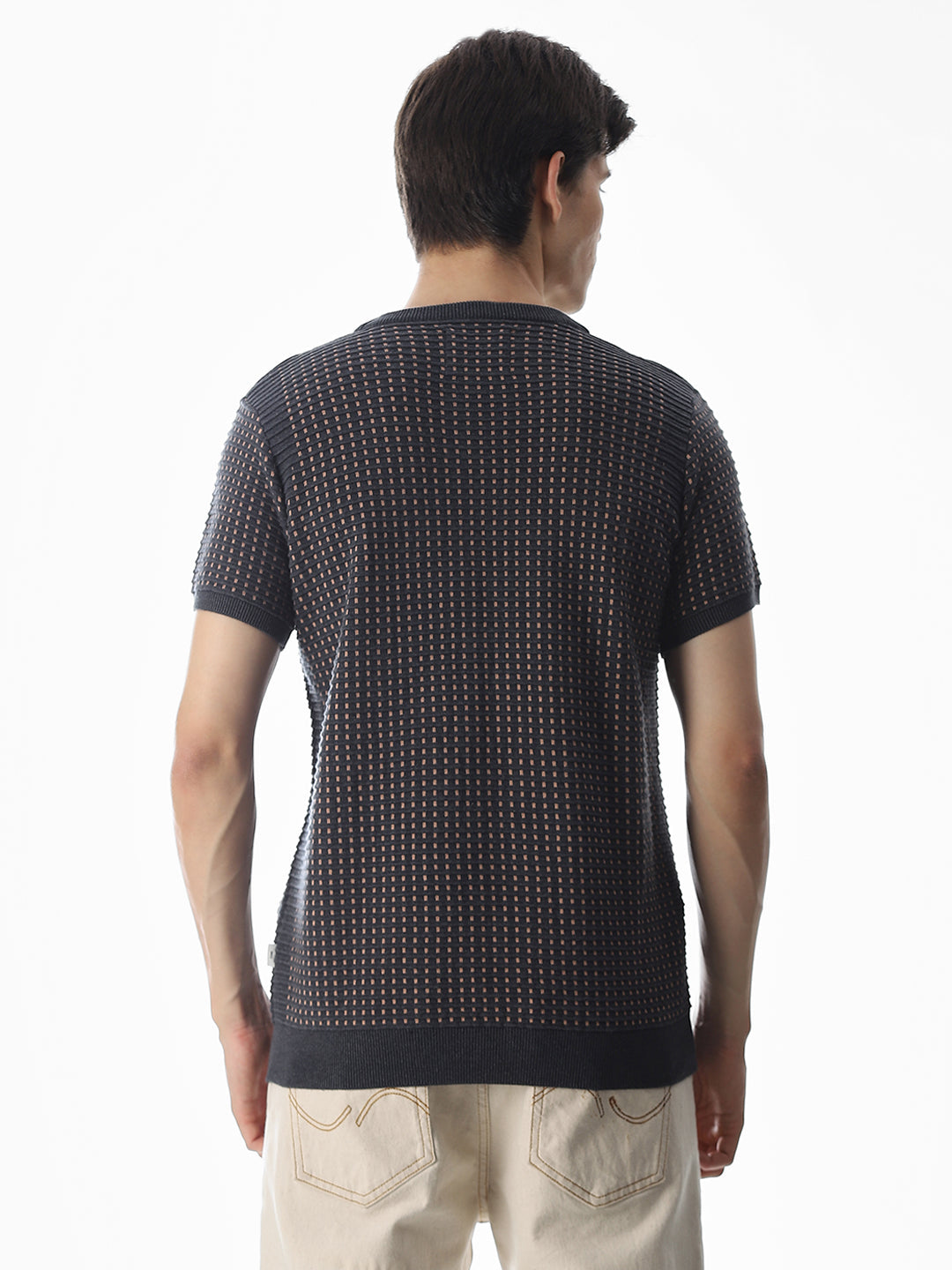 Grey Jacquard Cotton Pullover