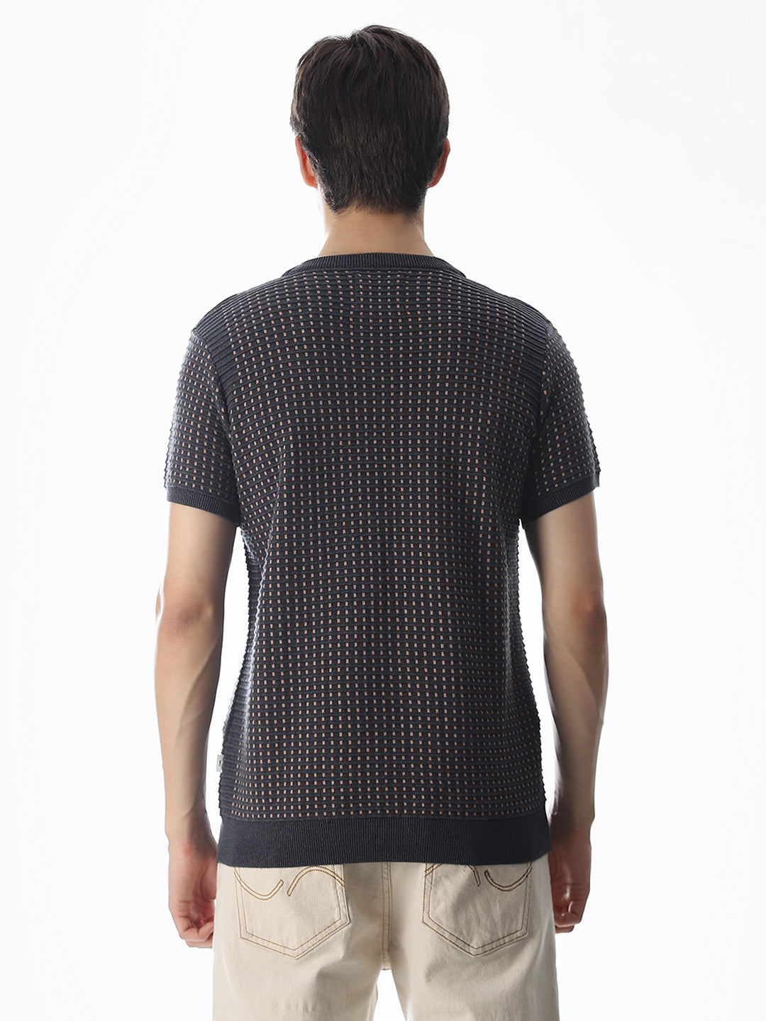 Grey Jacquard Cotton Pullover