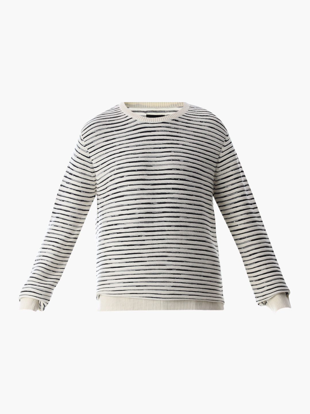 Cream Striped Cotton Pullover