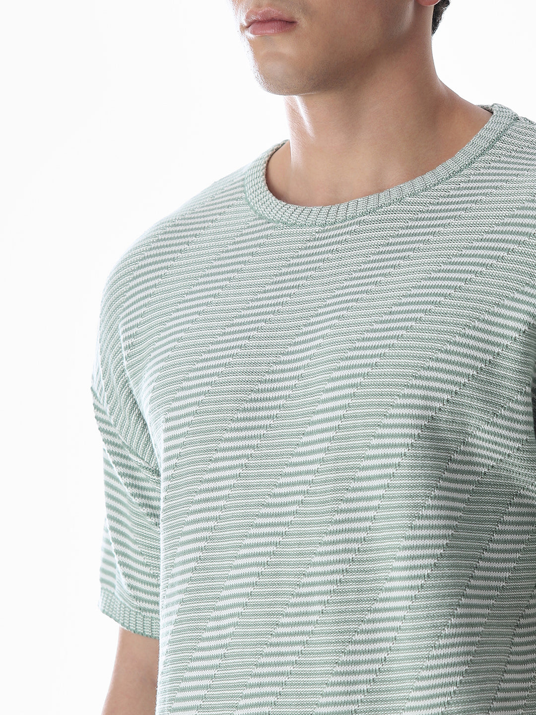 Green Jacquard Boxy Fit Pullover