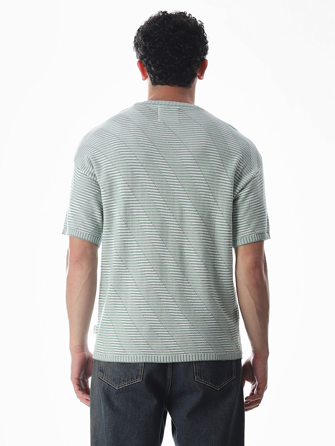 Green Jacquard Boxy Fit Pullover