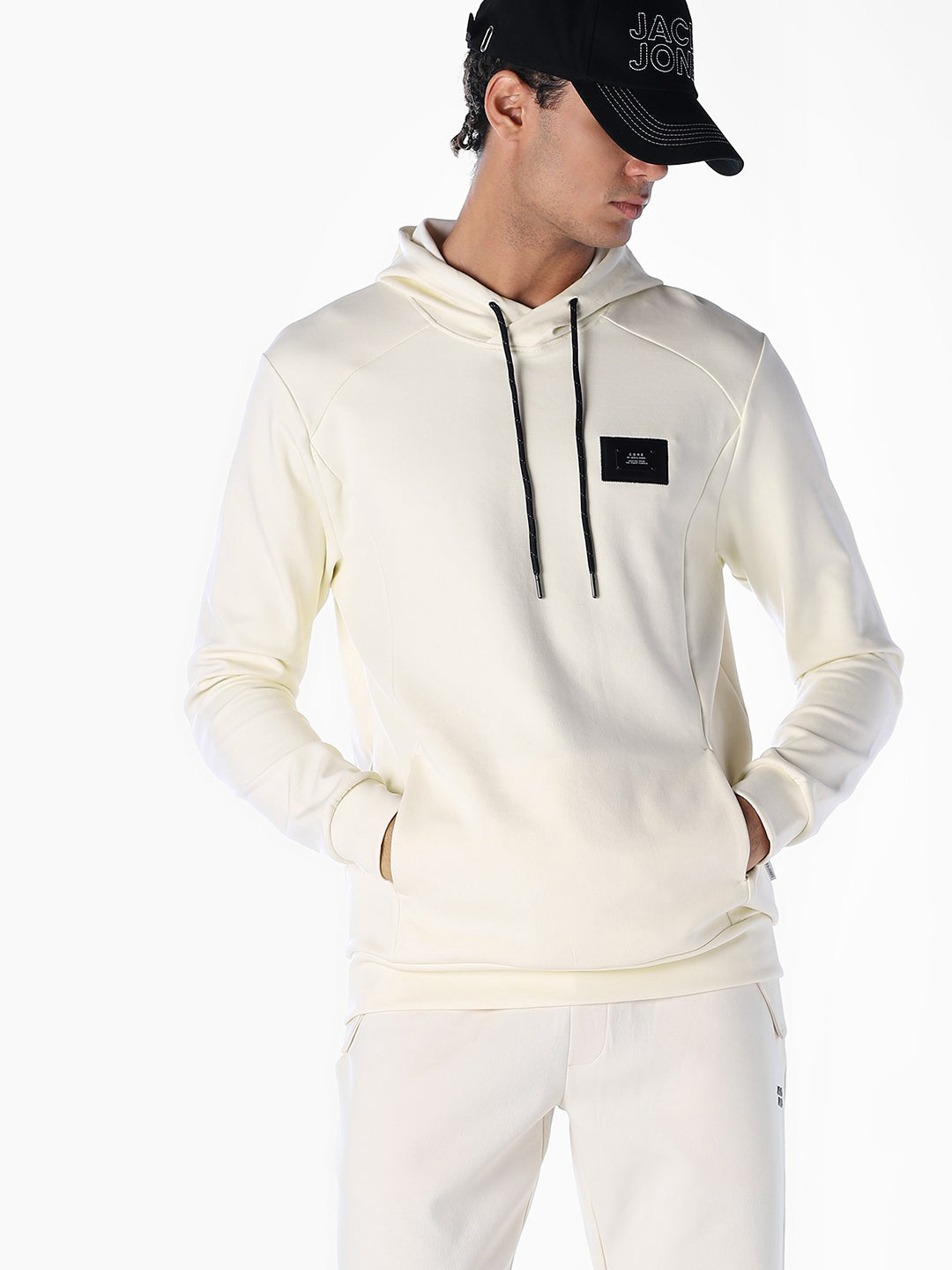 White Regular Fit Hoodie