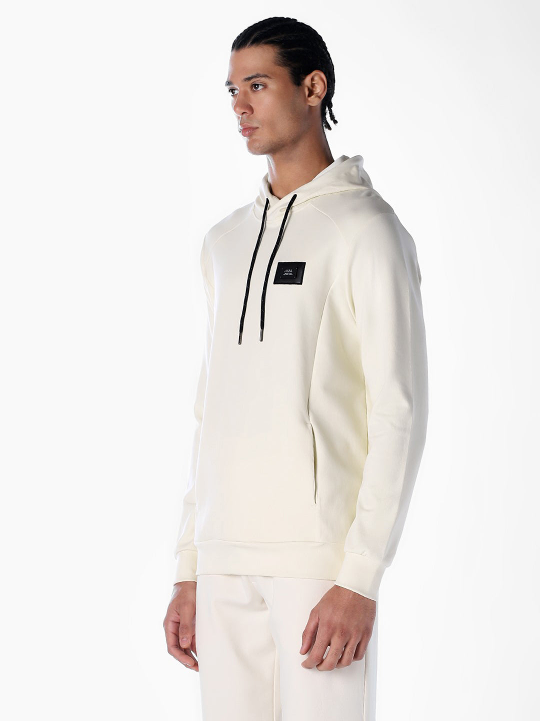 White Regular Fit Hoodie
