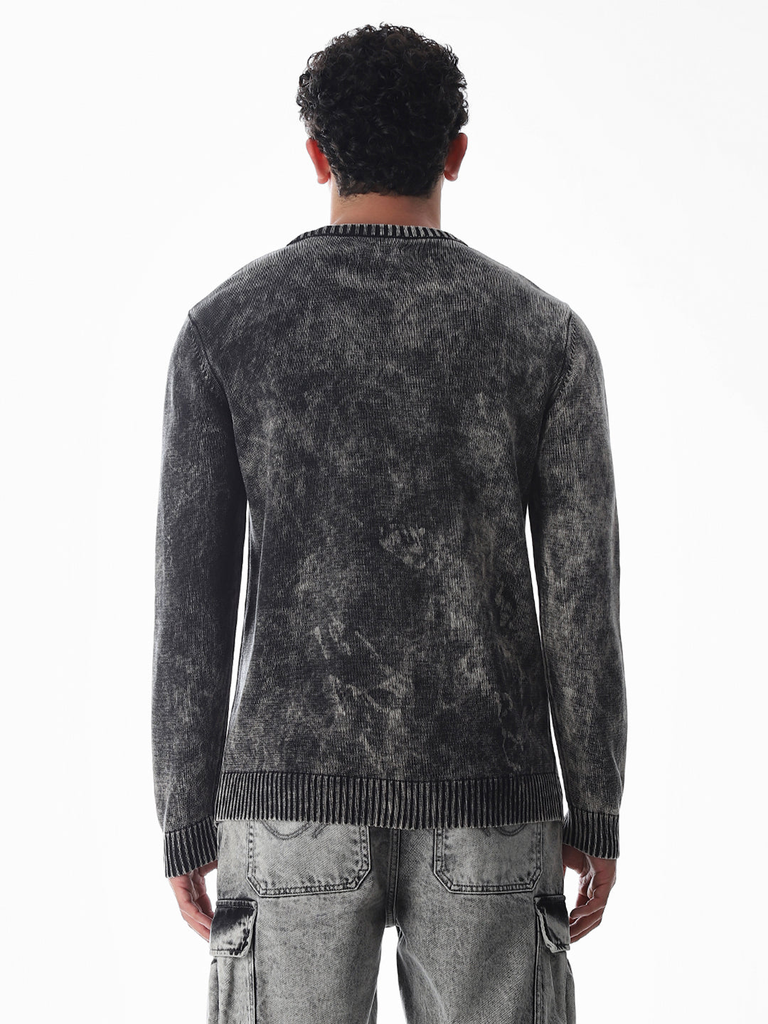 Black Washed Knitted Pullover