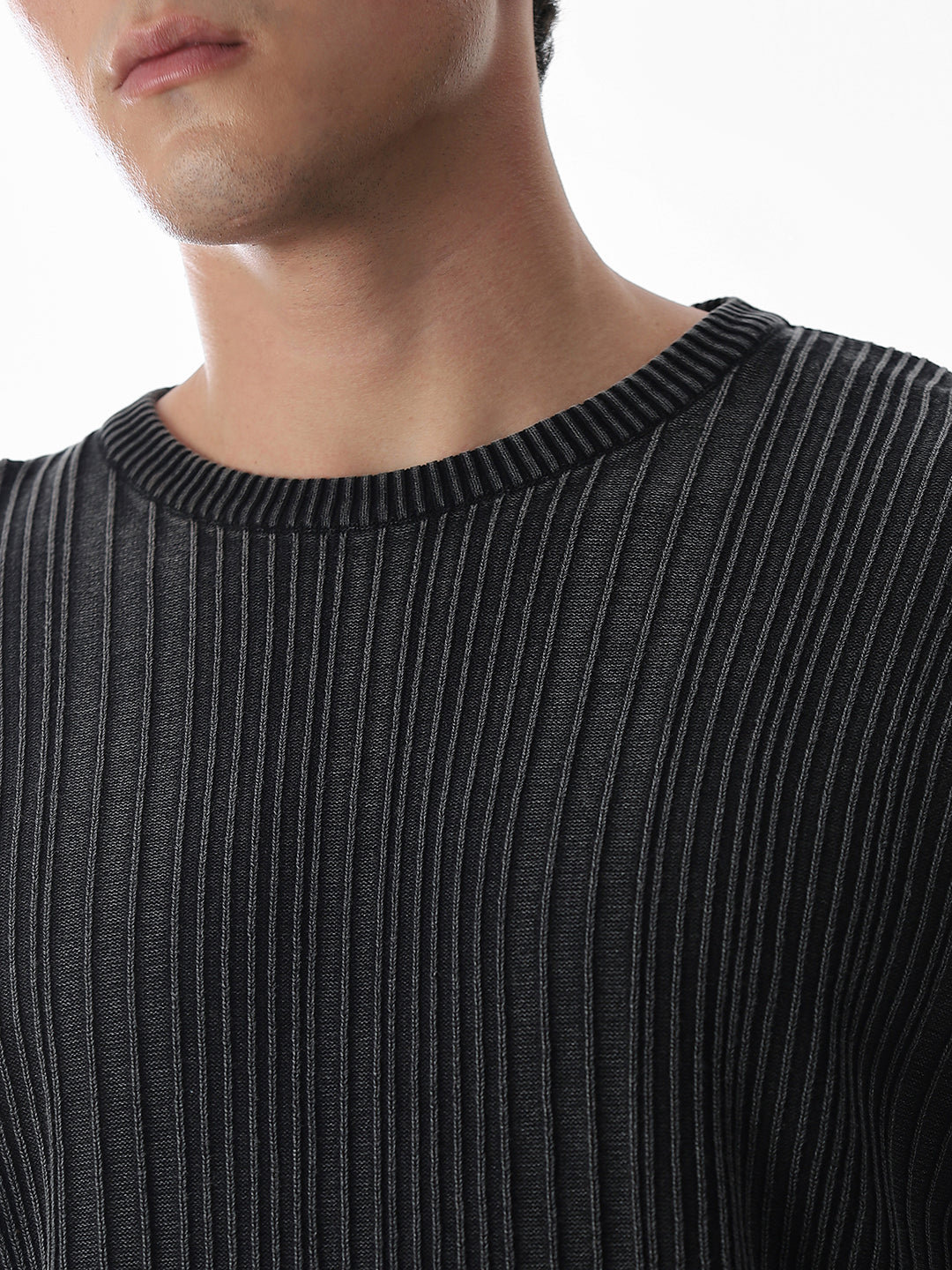 Black Knitted Drop Shoulder Pullover