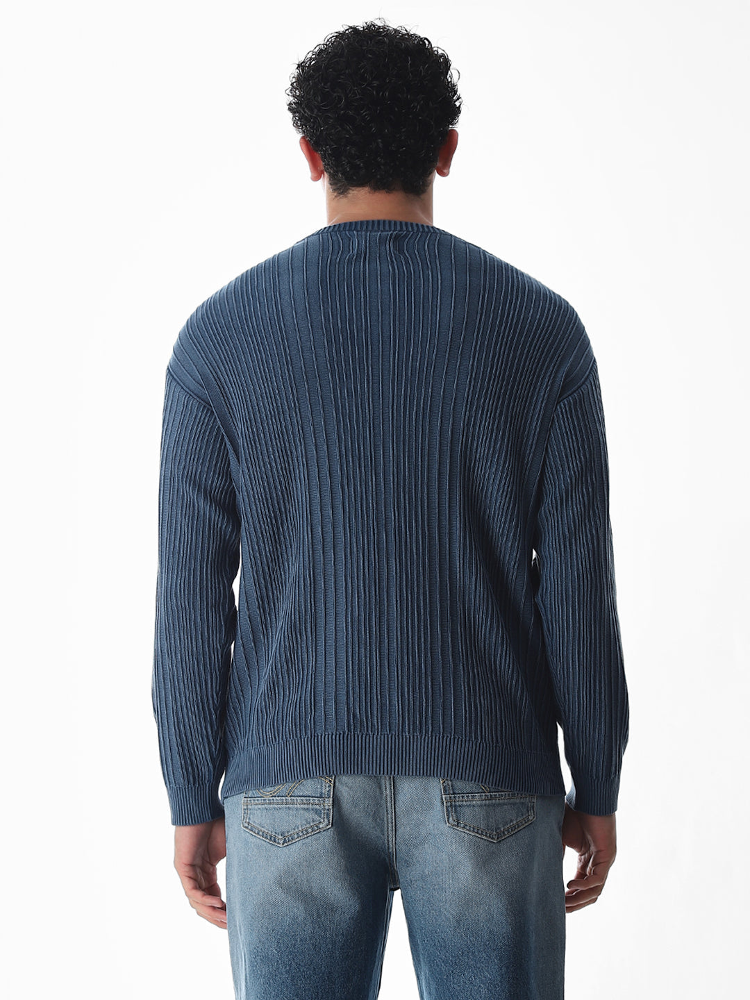 Light Wash Self-Design Pullover