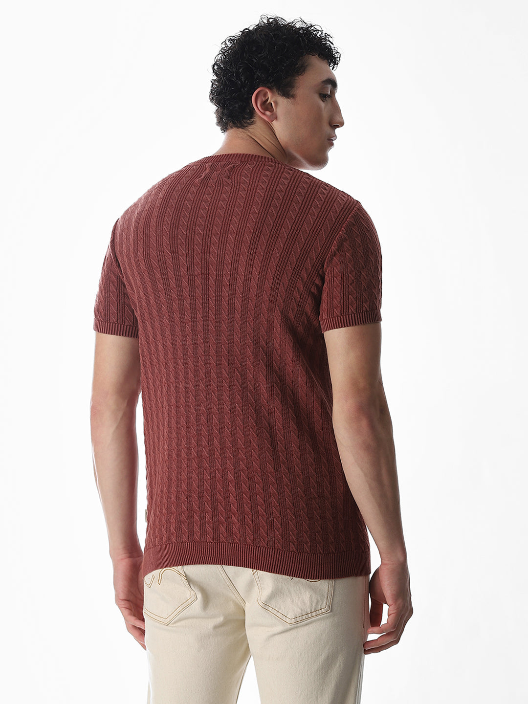 Jacquard Knitted Crew Neck Pullover