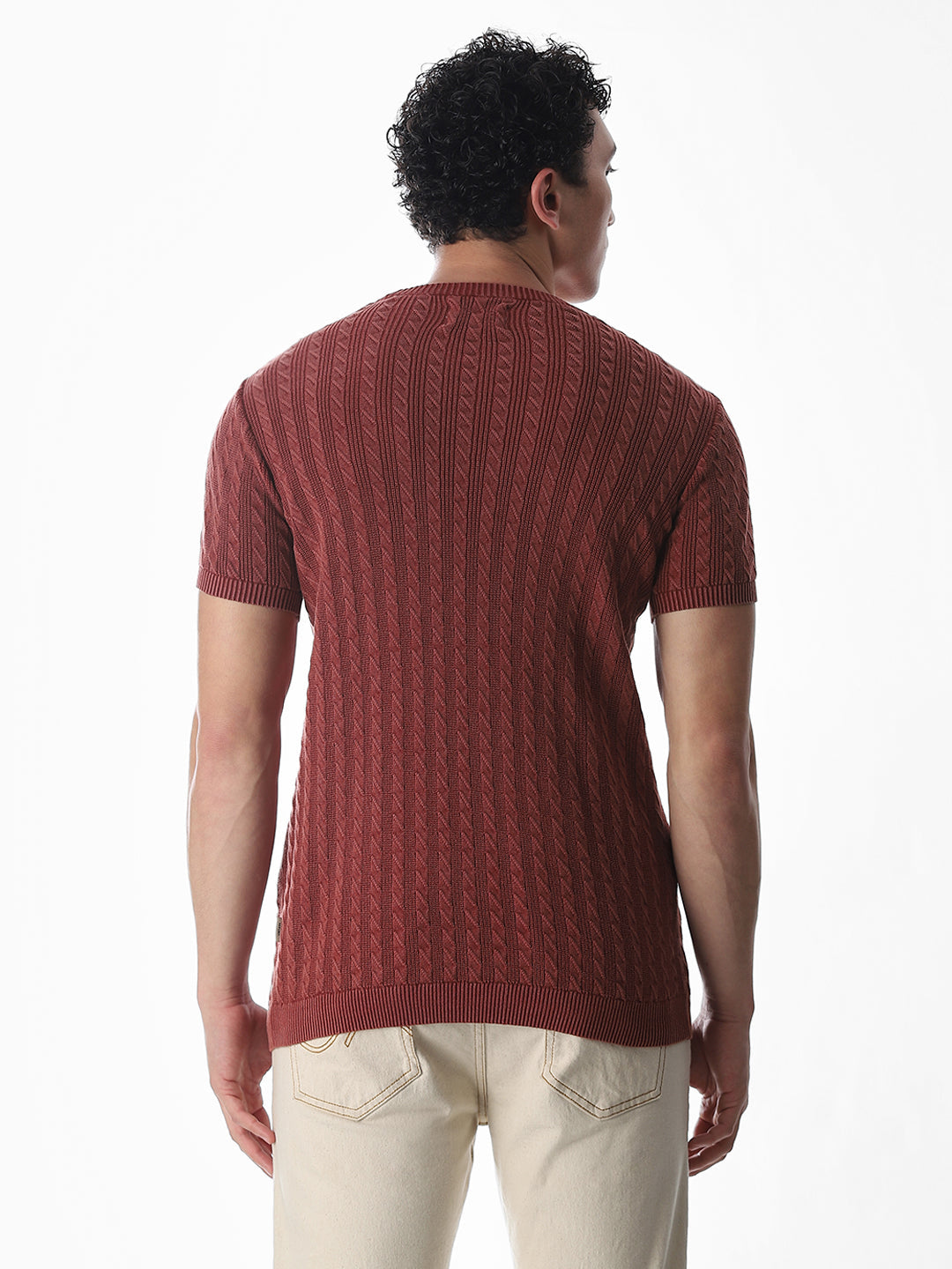 Jacquard Knitted Crew Neck Pullover