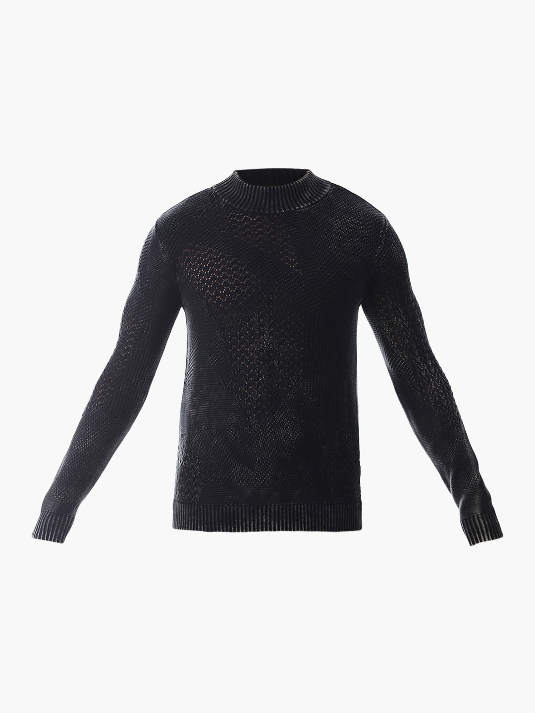 Black Knitted High Neck Pullover