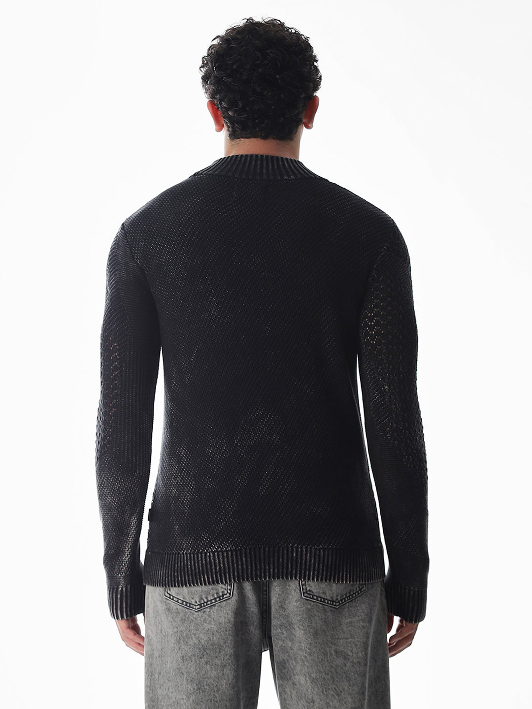 Black Knitted High Neck Pullover