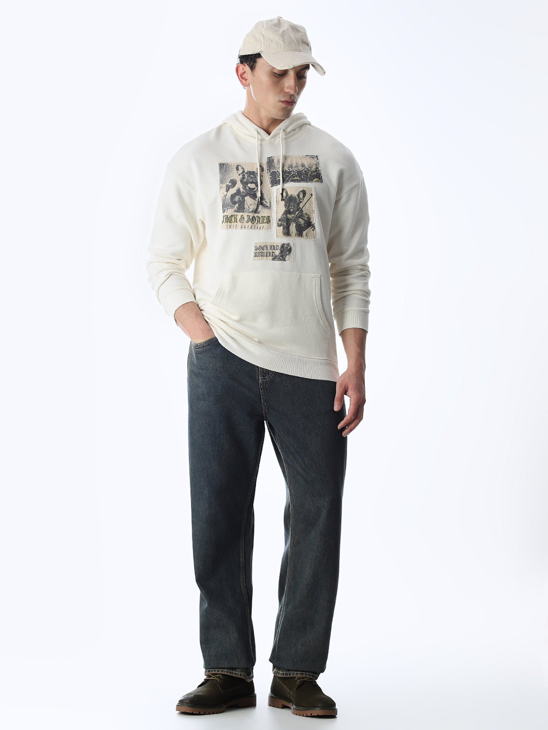 Printed Hooded Oversized Sweatshirt