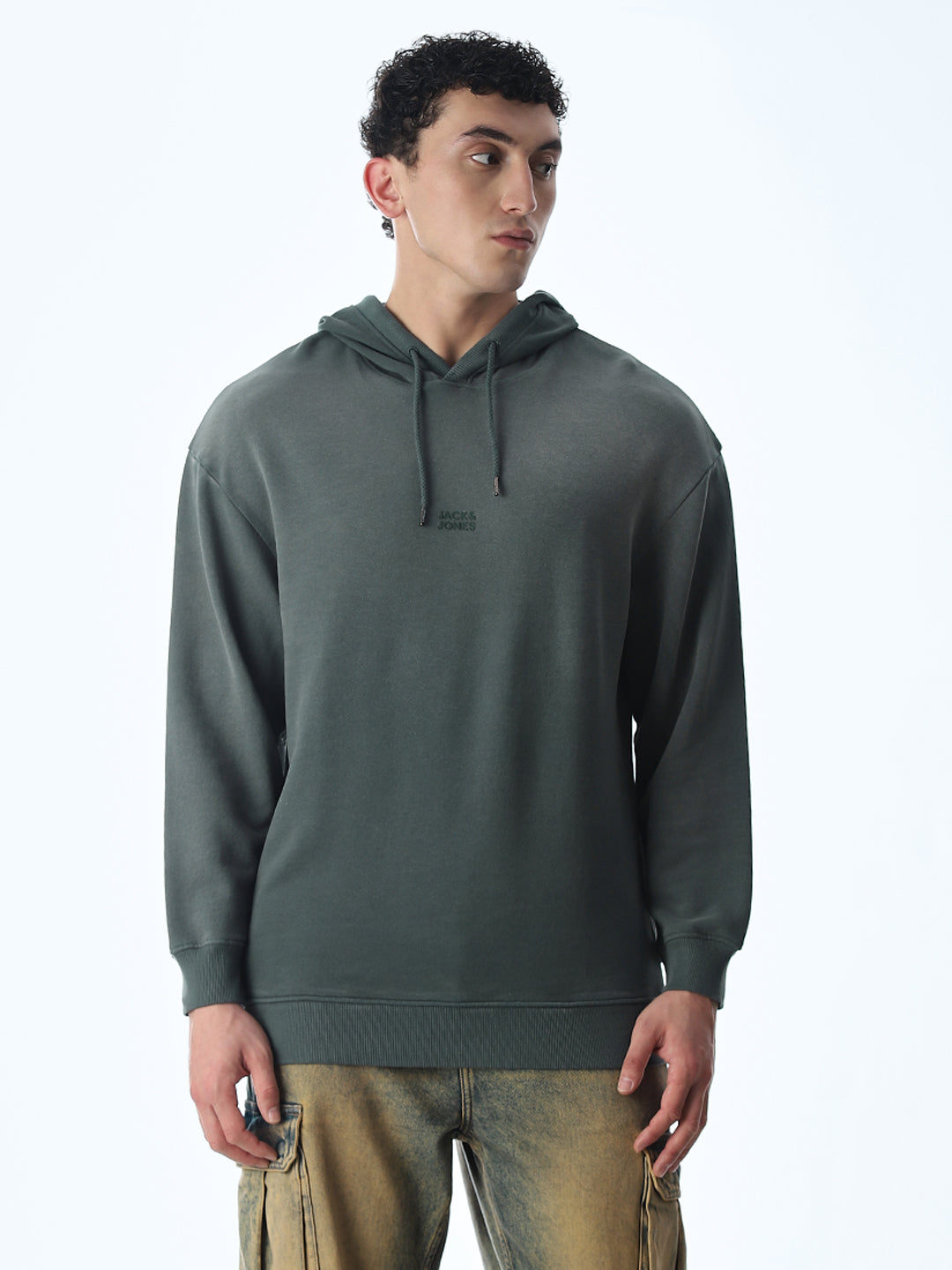 Light Wash Hooded Oversized Sweatshirt - Green