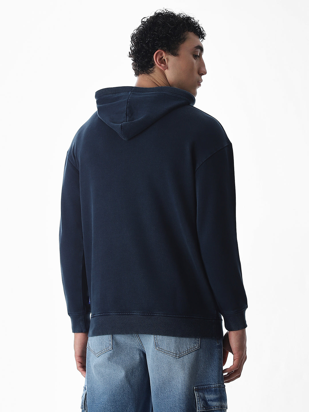 Printed hooded Oversized Sweatshirt - Blue
