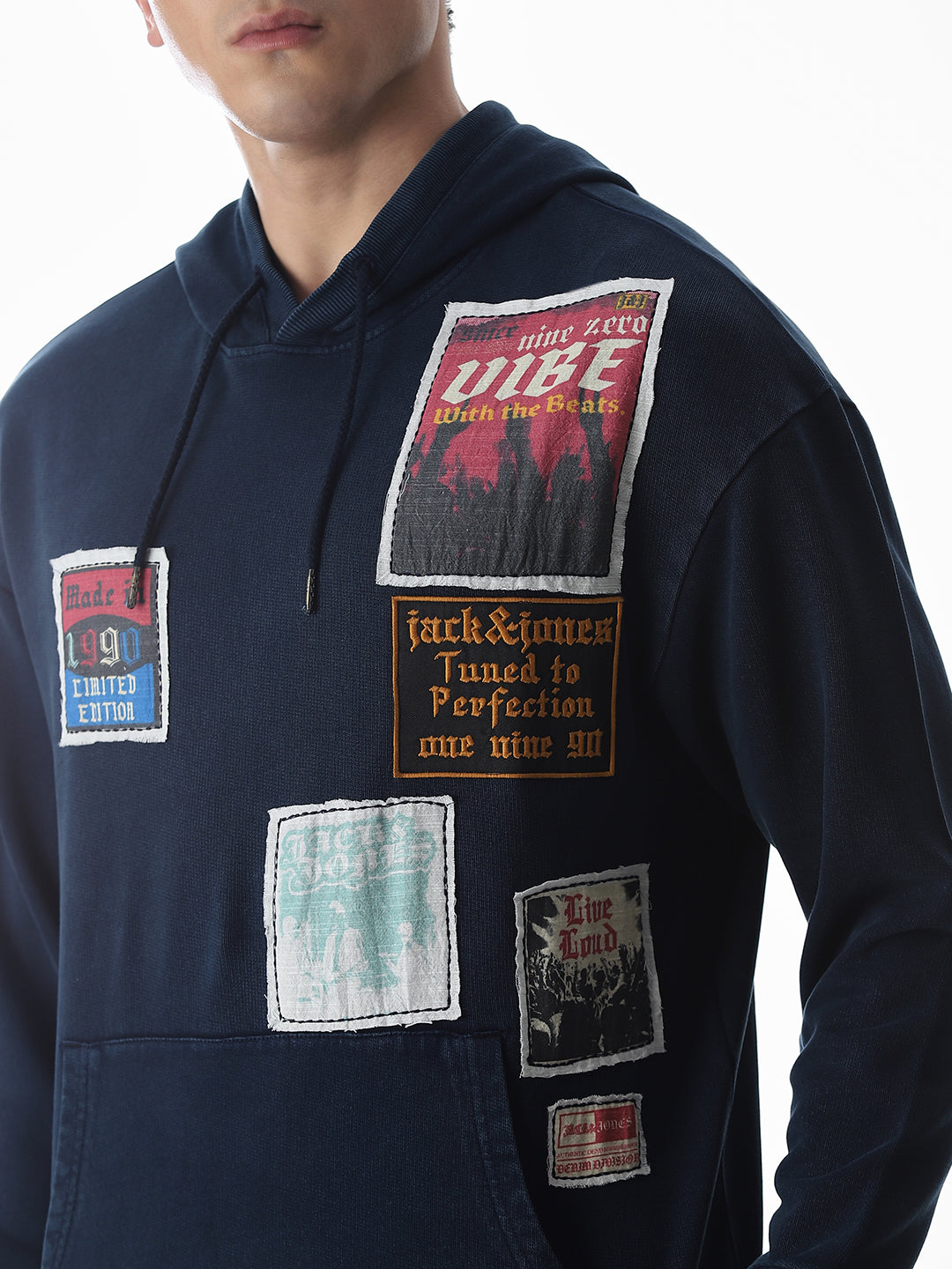 Printed hooded Oversized Sweatshirt - Blue