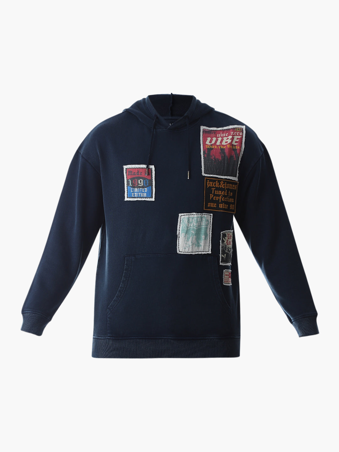 Printed hooded Oversized Sweatshirt - Blue