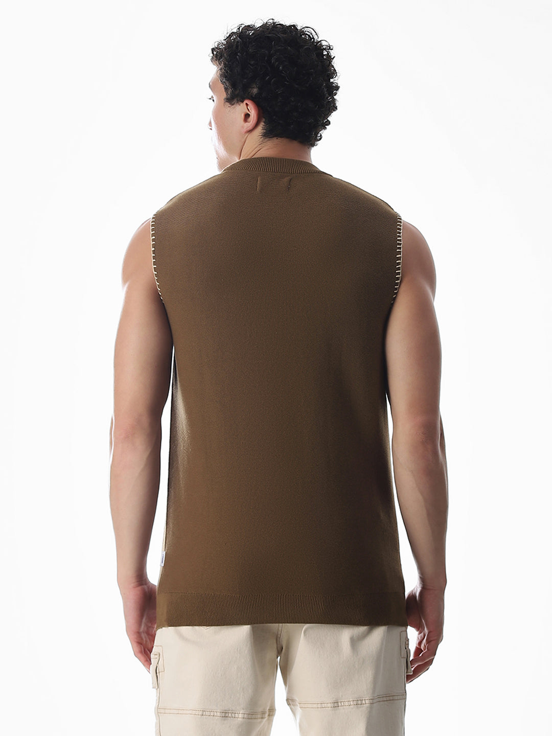 Brown Knitted Cotton Tank