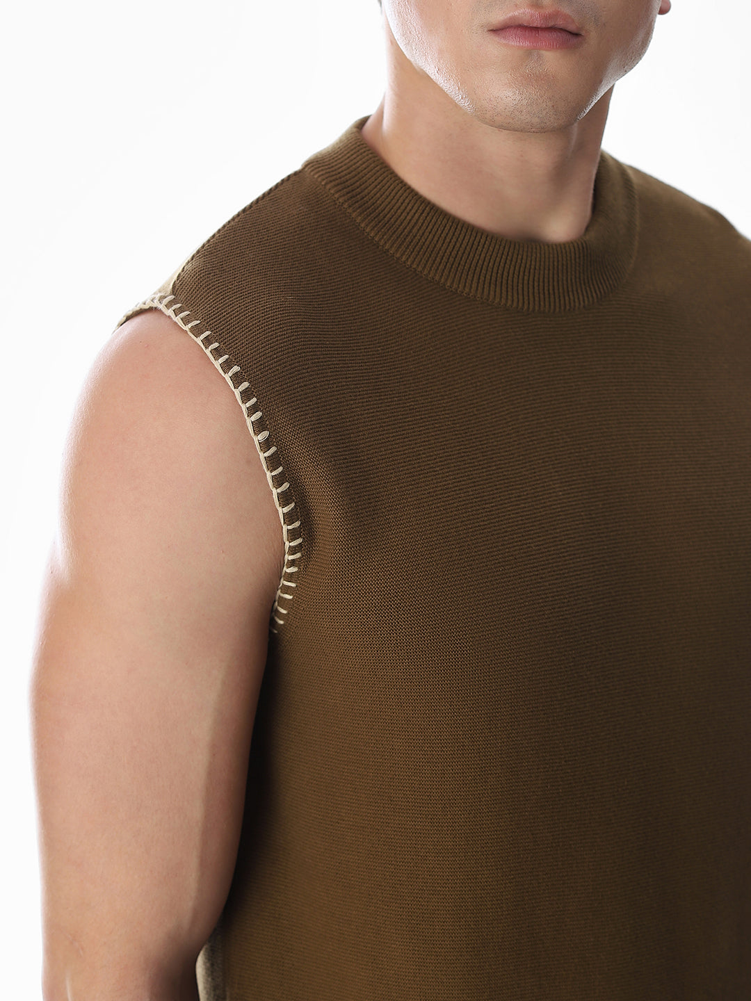 Brown Knitted Cotton Tank