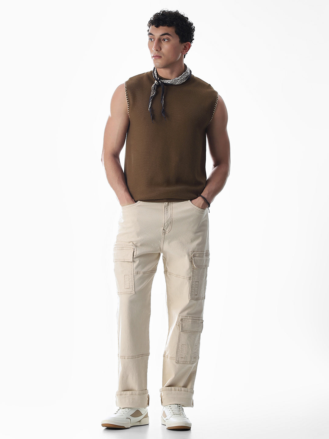 Brown Knitted Cotton Tank