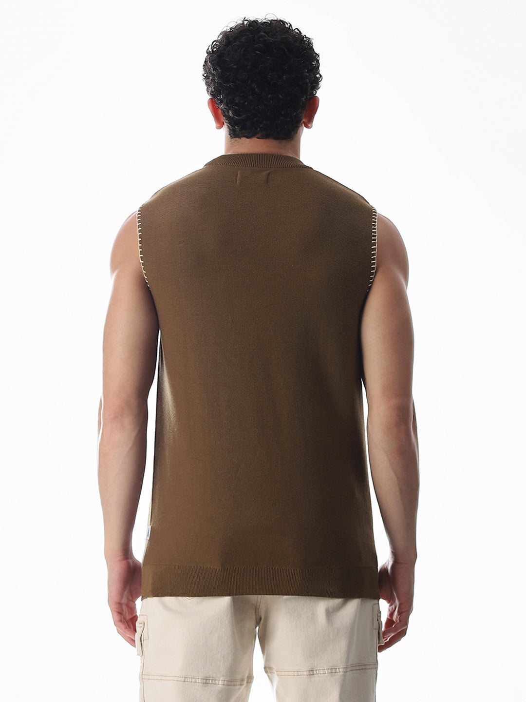 Brown Knitted Cotton Tank