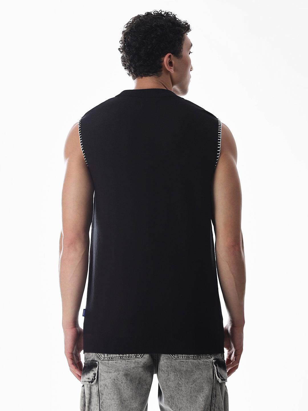 Black Knitted Cotton Tank