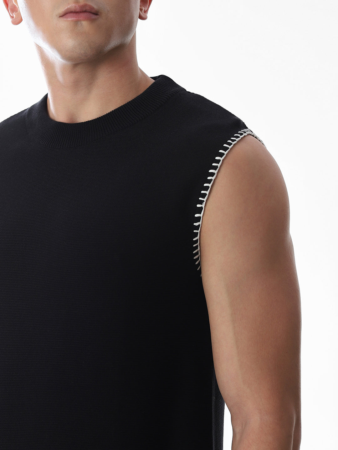 Black Knitted Cotton Tank