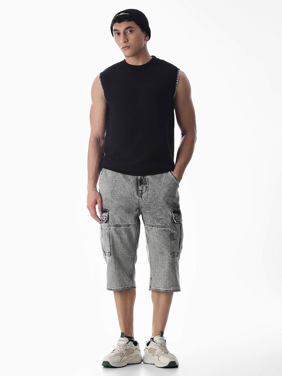 Black Knitted Cotton Tank