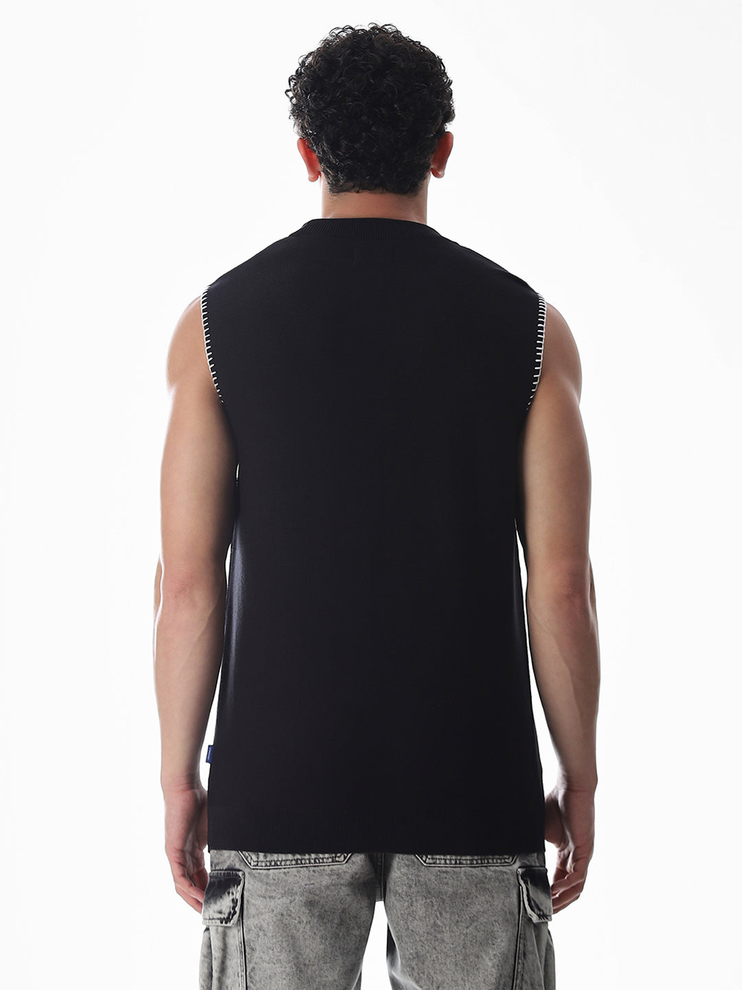 Black Knitted Cotton Tank