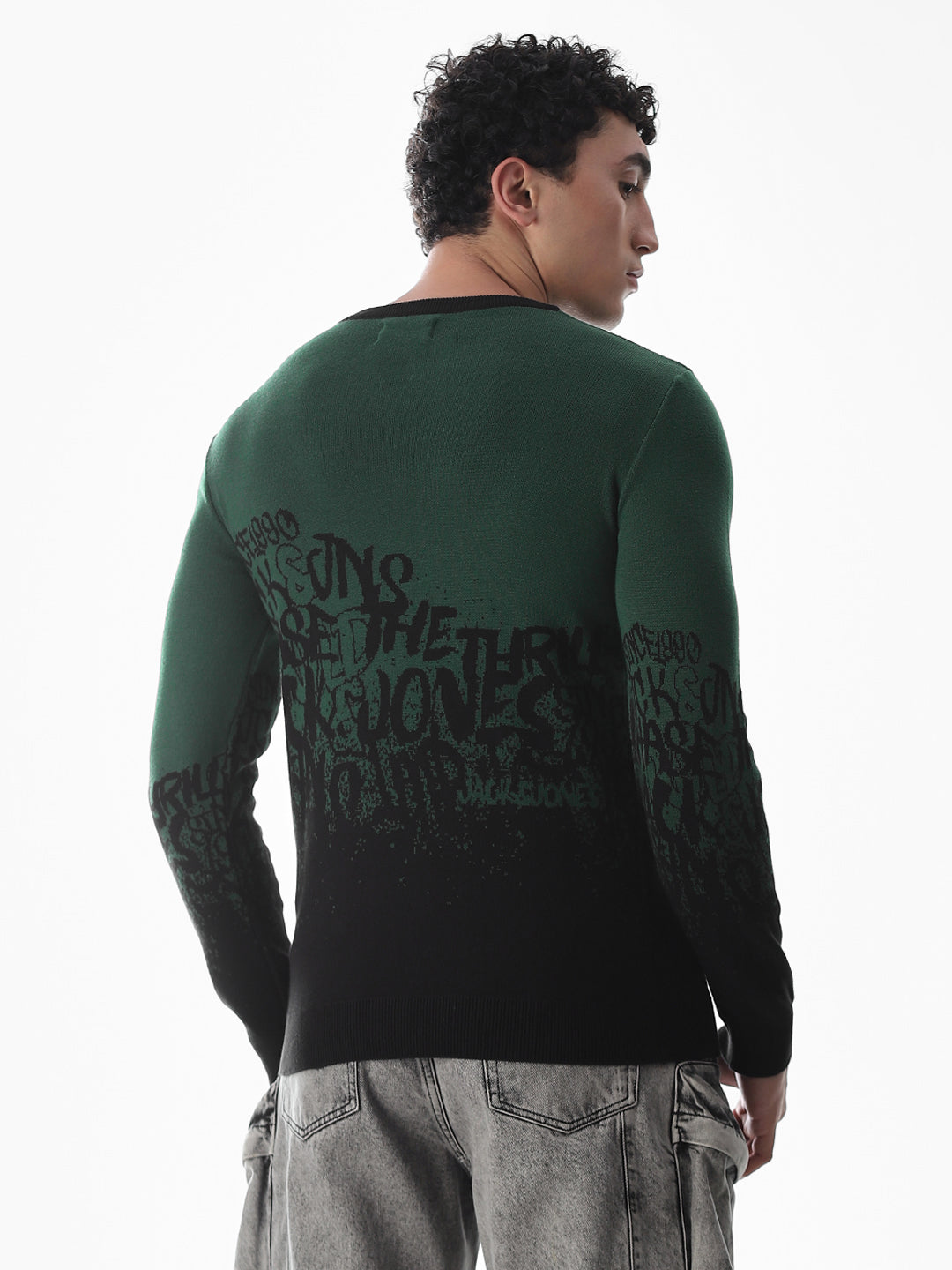Green Printed Jacquard Pullover