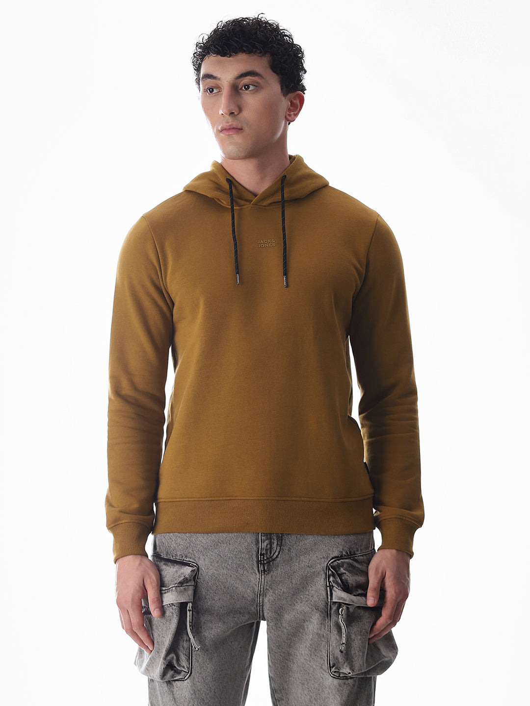 Brown Printed Hooded Sweatshirt
