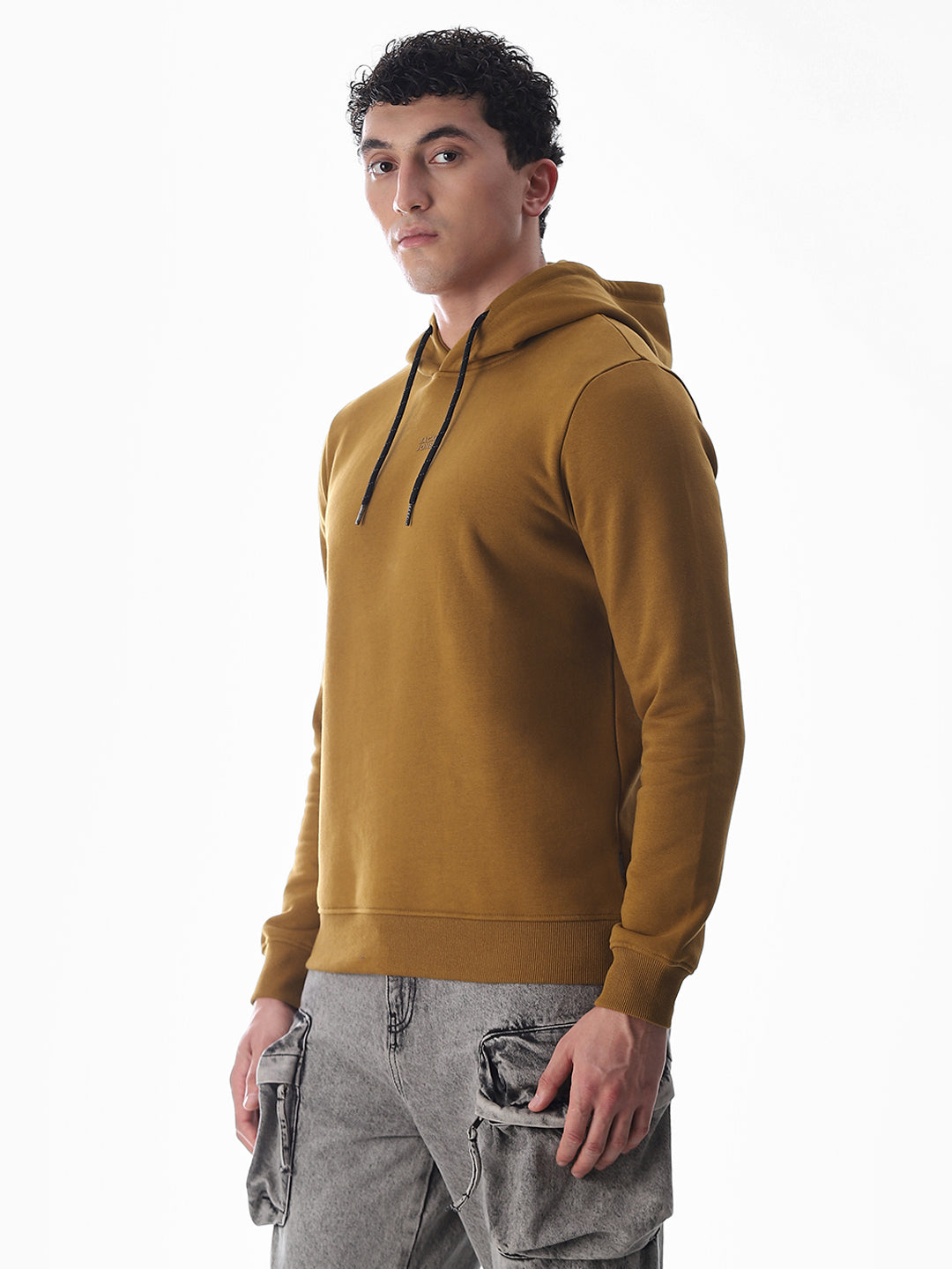 Brown Printed Hooded Sweatshirt