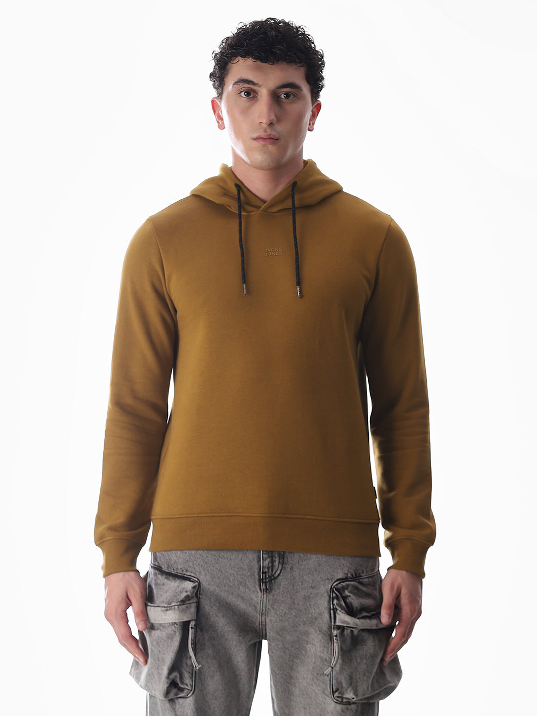 Brown Printed Hooded Sweatshirt