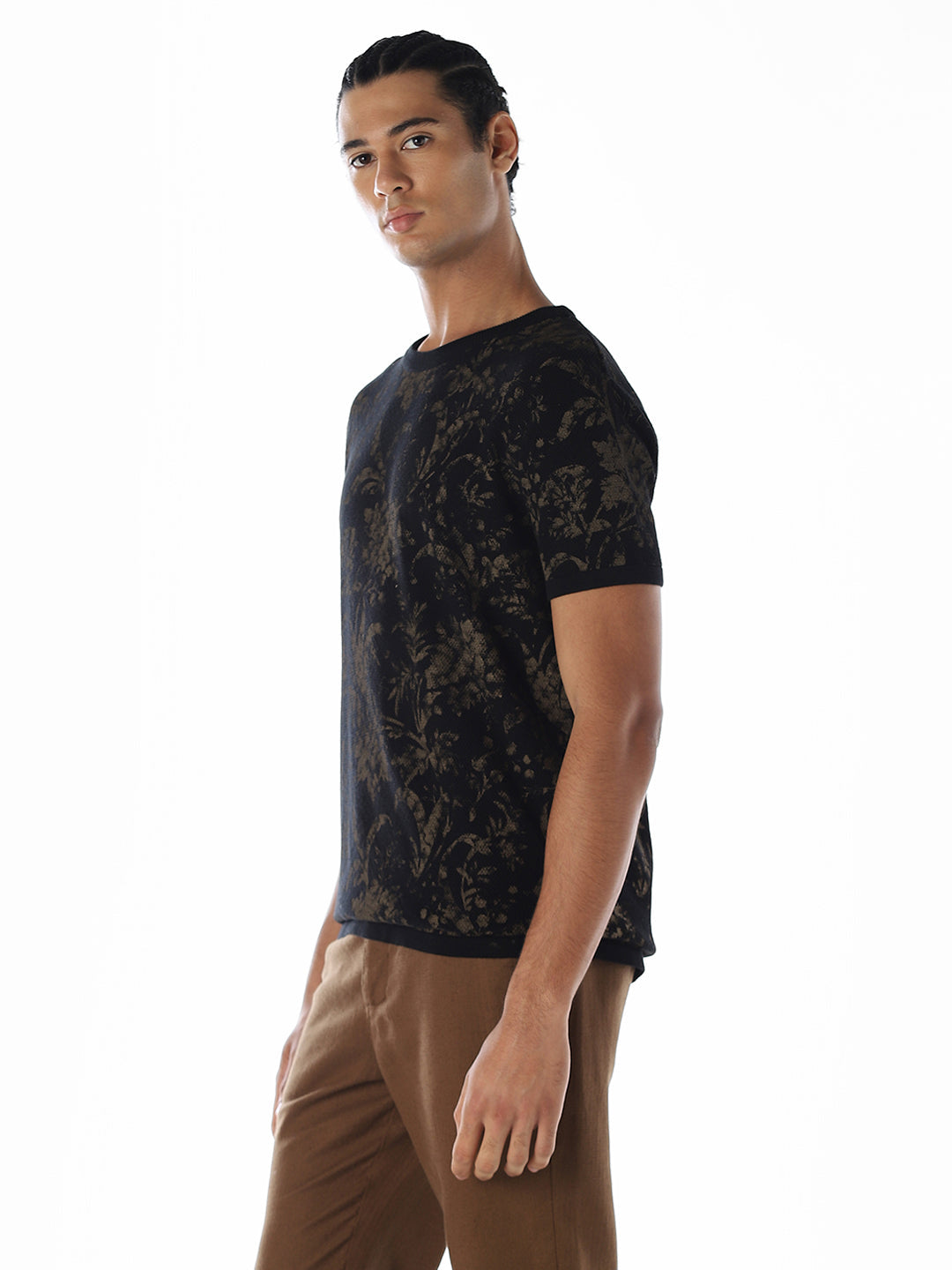 Printed Knit Crew Neck T-shirt