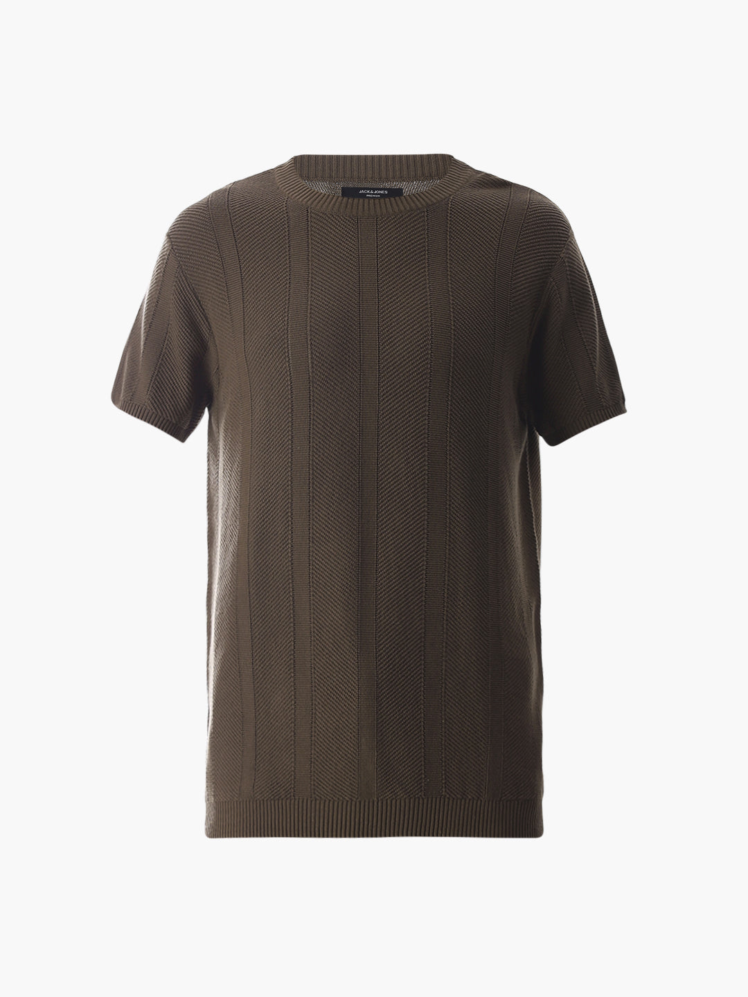 Brown Jacquard Knitted T-shirt